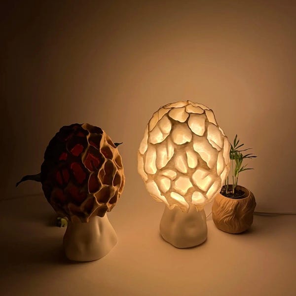 Lámpara de hongo: Hongo Morel - Lámpara de mesa de hongo para una iluminación suave y un hogar acogedor - decoración mágica de otoño