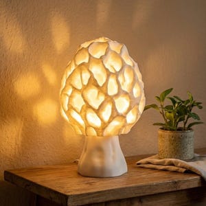 Mushroom Lamp: Morel Fungus - Mushroom Table lamp for soft lightning and a cozy home - magical autumn decoration