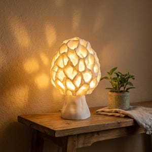 Mushroom Lamp: Morel Fungus - Mushroom Table lamp for soft lightning and a cozy home - magical autumn decoration
