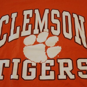 Vintage Clemson Universität Tigers Dodger Orange T Shirt - Large