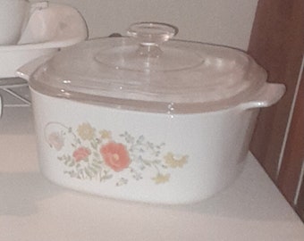 Rare< Vintage "Wildflower" Corning Ware Casserole Dish w/Lid