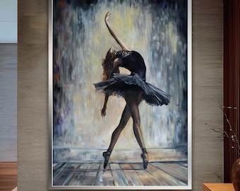 見事な黒人バレリーナのキャンバス絵画 - エレガントなダンスウォール