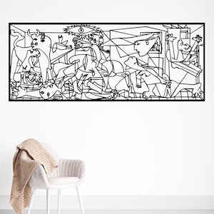 Guernica Pablo Picasso Metal Wall Art, Cubic Metal Art, Unique Modern Home Decor, Guernica Painting Artwork, Art Lovers Gift, Metal Line Art