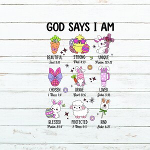 Christian Easter PNG: God Says I Am, Sublimation Design (Digital Download)