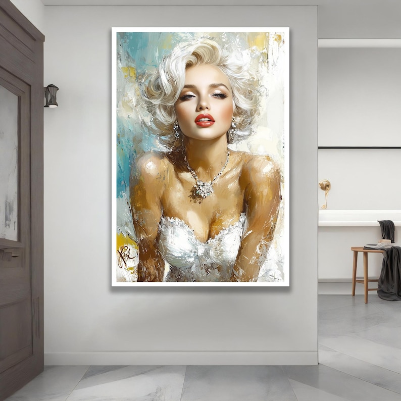 Marilyn Monroe Canvas Wall Art – Iconic White Dress Portrait, Hollywood Legend Print, Vintage Glamour Artwork, Classic Movie Star Decor