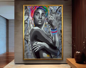 アフリカ女性の壁掛けキャンバス、アフリカ女性の壁掛けアート