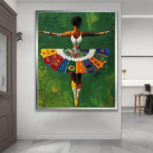 Ballerina Canvas Wall Art – Elegant Full Body Ballet Dancer Painting, Graceful Dance Artwork Print, Romantic Ballet Decor for Home