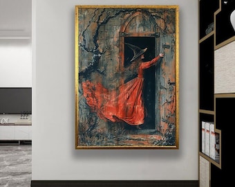 Witch Door Canvas Art: Medieval Gothic Portal Painting
