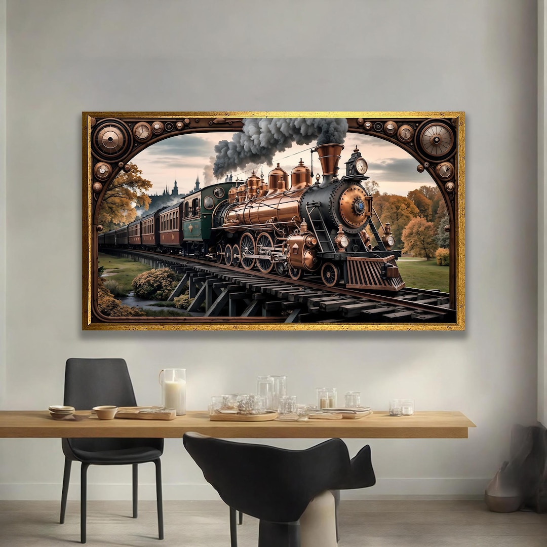 Steampunk Steam Train Wall Art, Vintage Locomotive Canvas Print - Etsy