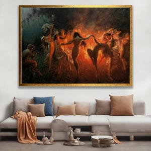 Fire Dance Canvas, Joseph Tomanek Inspired Painting, Abstract Expression of Passion and Movemen