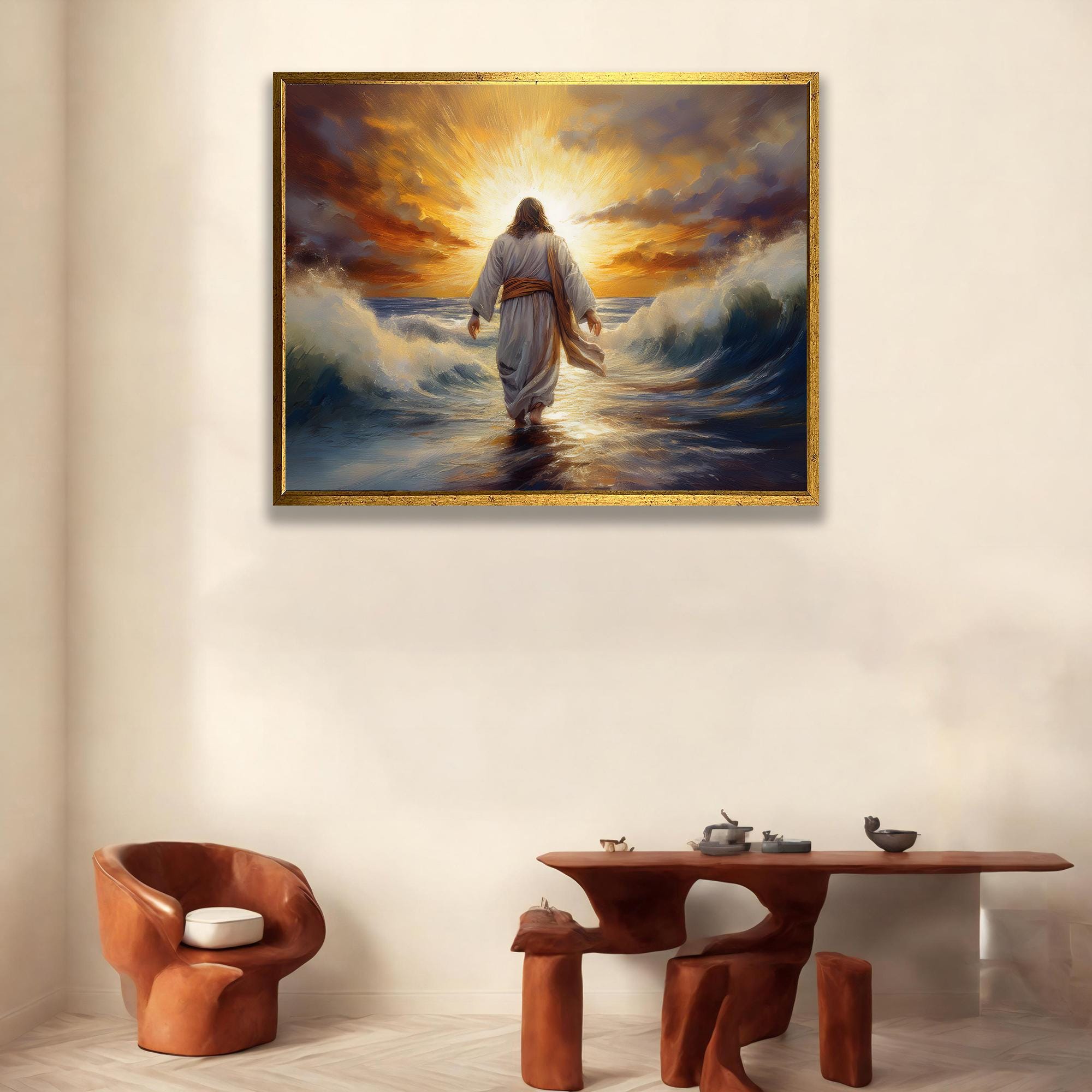 Jesus Walking on Water Canvas Print: Christian Sunset Wall Art - Etsy