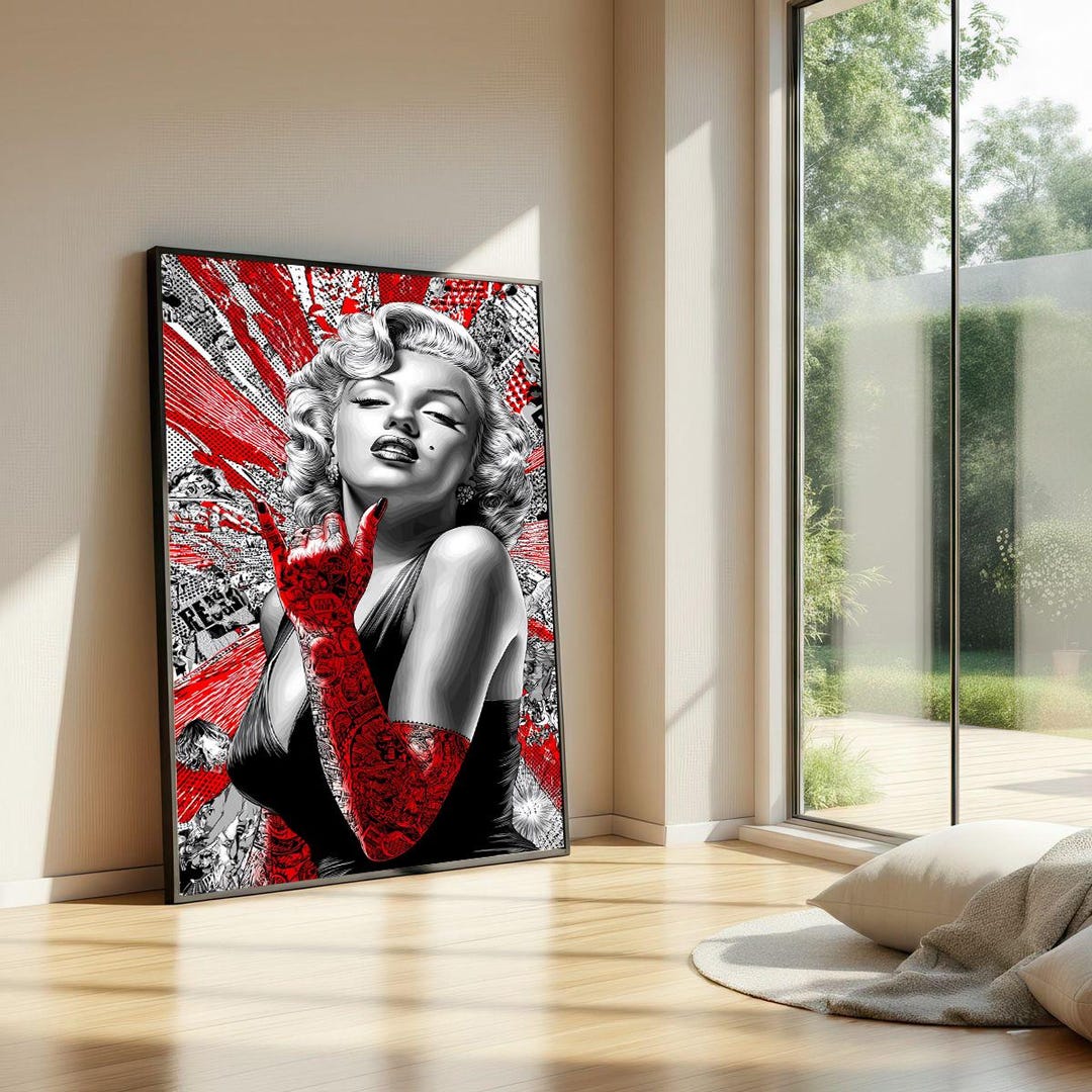 Marilyn Monroe Canvas Print: Pop Art Glam Woman Wall Art, Red Black ...