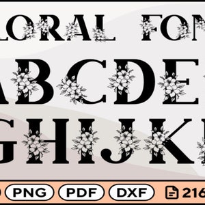 Pacchetto SVG monogramma floreale, monogramma diviso, cognome Svg, monogramma iniziale, clipart alfabeto fiorito, file tagliati a lettera divisa Png/Eps/Dxf