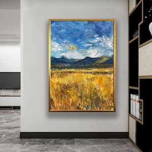 Vintage Wildflower Canvas Art: Rustic Farmhouse Floral Landscape