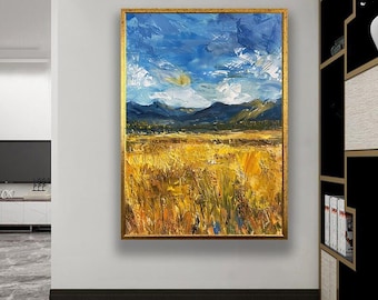 Vintage Wildflower Canvas Art: Rustic Farmhouse Floral Landscape