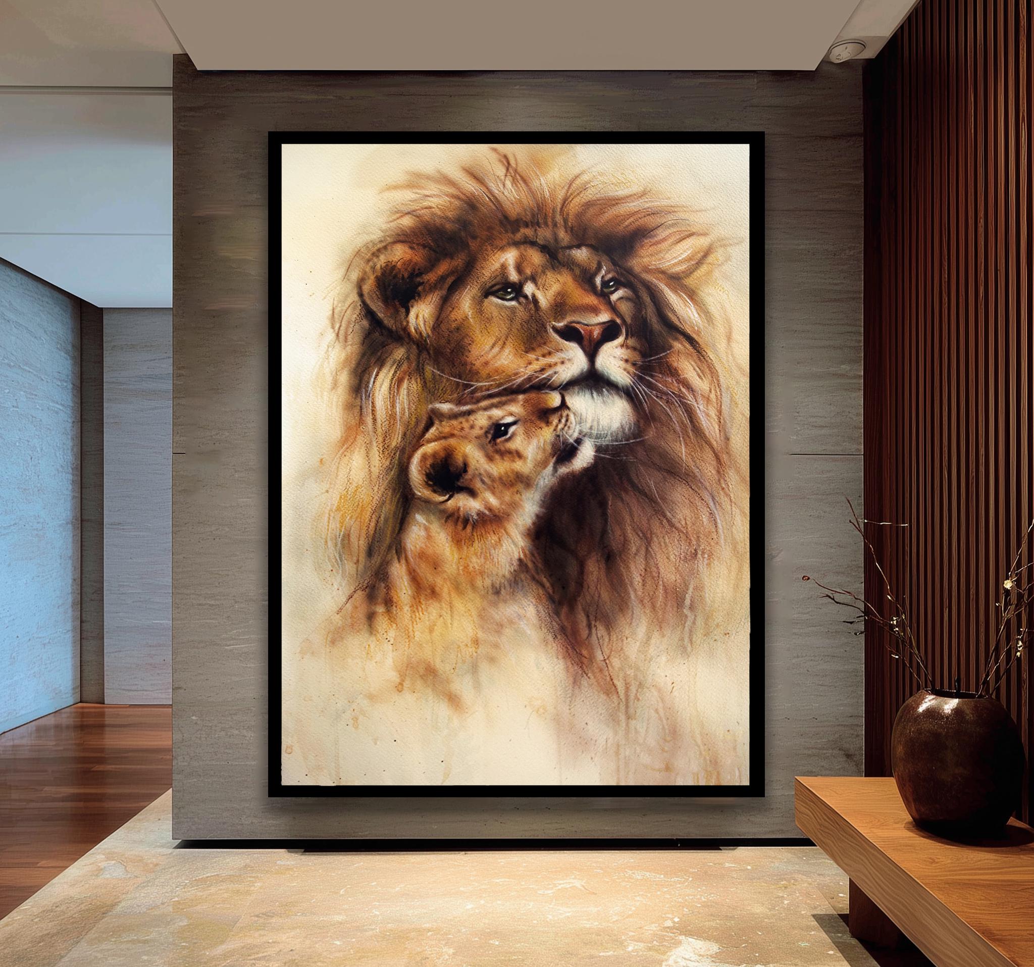 Tableau Toile Lion Majestueux 1 à 5 Pièces - Décor Mural Art Animalier Neuf Chine