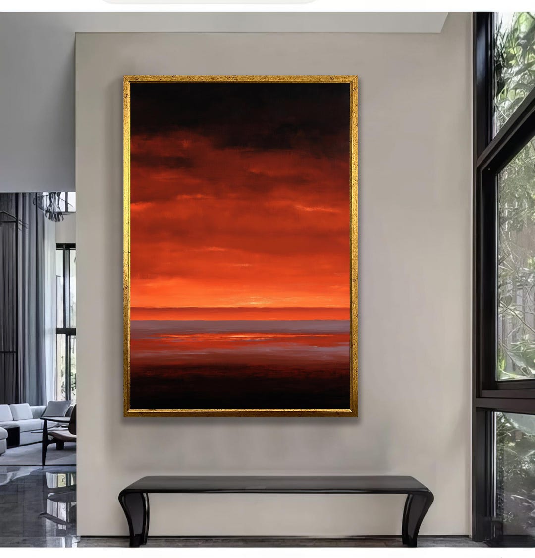 Burnt Orange Sky Abstract Canvas: Modern Minimalist Wall Art - Etsy