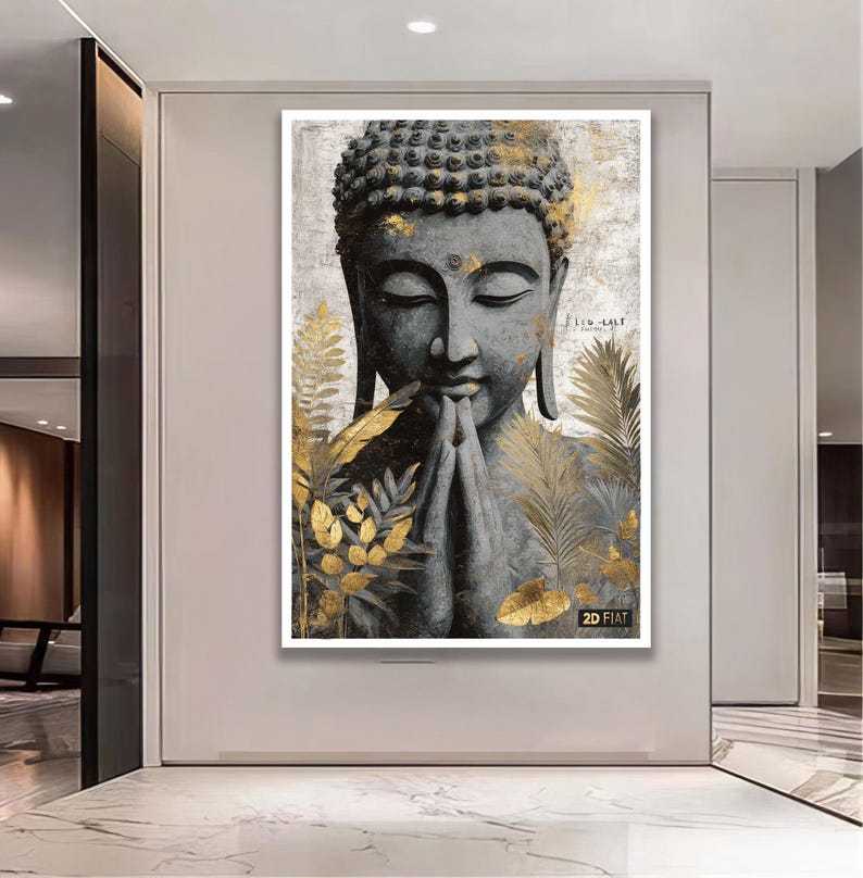 Gold Leaf Buddha Wall Art – Serene Zen Meditation Decor, Modern ...