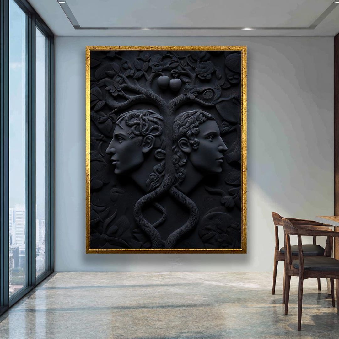 Adam and Eve Bas Relief Wall Art | Dark Mythological Sculpture Print ...
