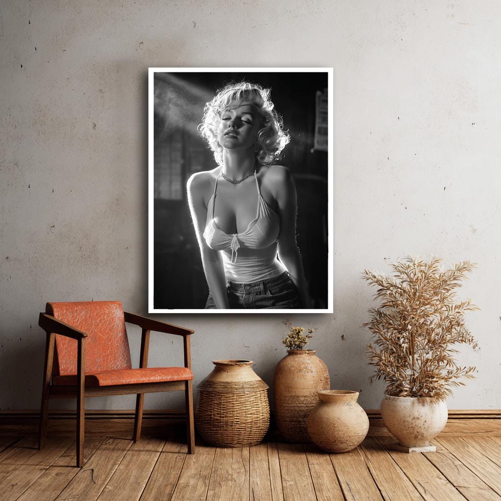 Marilyn Monroe Black White Glamour Wall Art, Vintage Hollywood Portrait ...