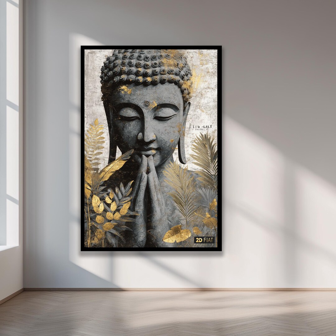 Gold Leaf Buddha Wall Art – Serene Zen Meditation Decor, Modern ...