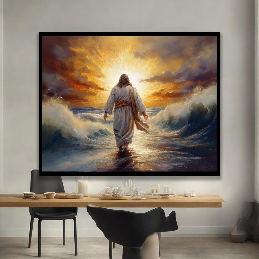 Jesus Walking on Water Canvas Print: Christian Sunset Wall Art - Etsy