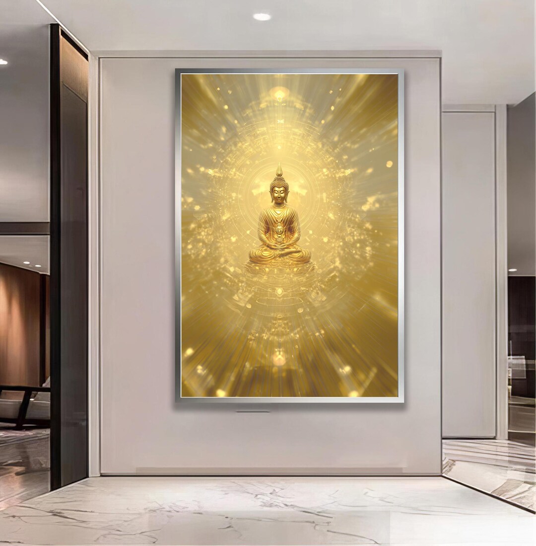 Golden Buddha Meditation Zen Wall Art Spiritual Canvas Print - Etsy