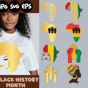 Afrika Karte Bundle, schwarze Geschichte Monat SVG, Junteenth SVG, schwarze Geschichte EPS Druck Png Digital Cut Dateien für Circut Sublimation Frauen Männer