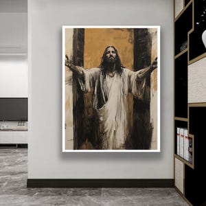 Jesus Canvas Wall Art: Christ Welcomes You Home, Religious Christian Print
