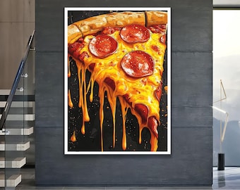 ポップアートピザキャンバス：レトロなキッチンの壁飾り - Etsy 日本