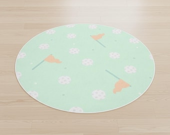 Pastel Golf-themed Nursery Accent Rug with White Border