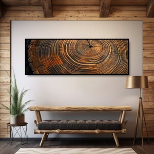 Cut Tree Trunk Rings Canvas Print. Panoramic Wall Art. Wood Stump Grain ...