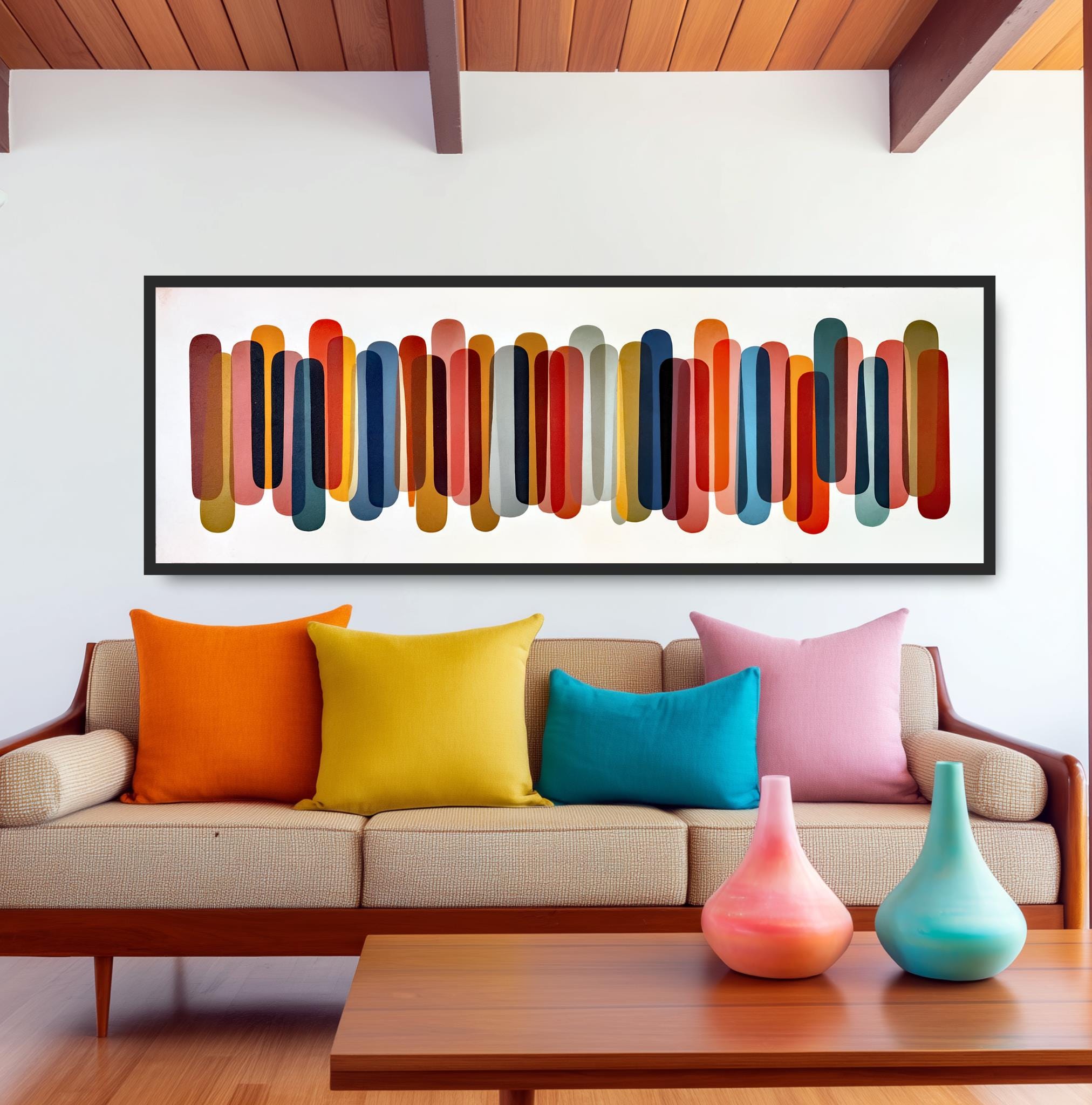 Modern Geometric Capsule Wall Art, Bold Abstract Mid Century Decor ...