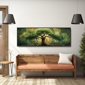Medieval Celtic Tree of Life Yggdrasil Painting. Large Oak Tree ...
