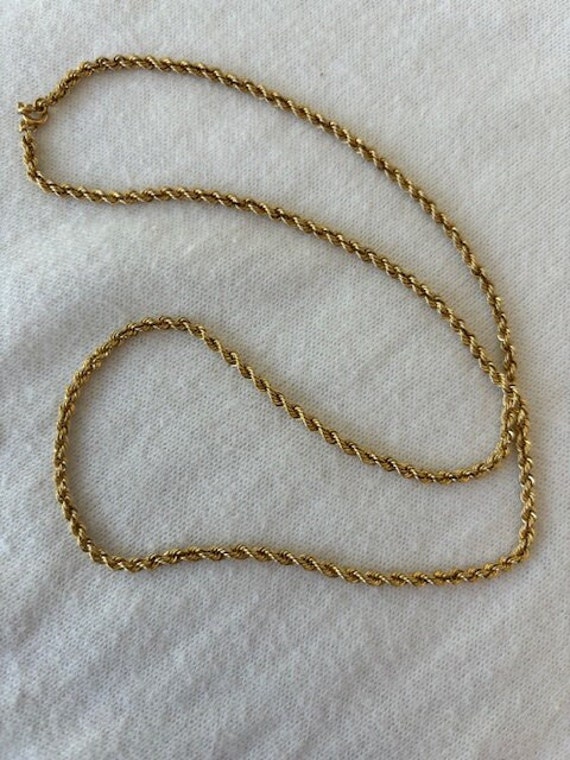 Sale! Vintage 20" 14K Gold Rope Chain Necklace. - image 1