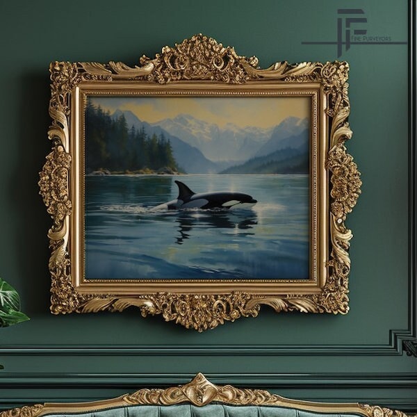 Orca Swimming | Oil painting | Nature | Whale art | Digital Art | PRINTABLE Download | 888