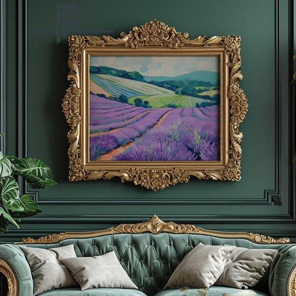 Hockney style Lavender Fields 1 | Oil painting |  David Hockney style | Digital Art | PRINTABLE Download | 907