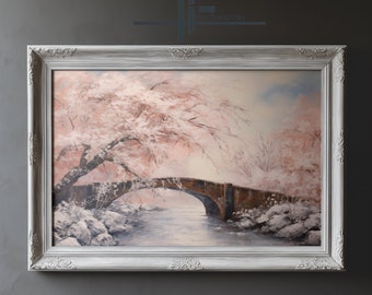 Blossom bridge | Oil painting |  Cherry blossom strong through the winter| Digital Art | PRINTABLE Download | 861