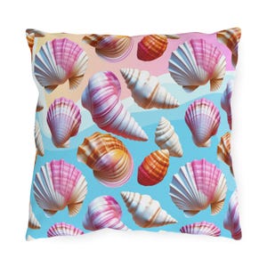 Coastal Seashell Outdoor Pillow Nautical Beach Throw Cushion Ocean Theme Patio Decor Waterproof Pillow For Garden Or Porch Home Styling