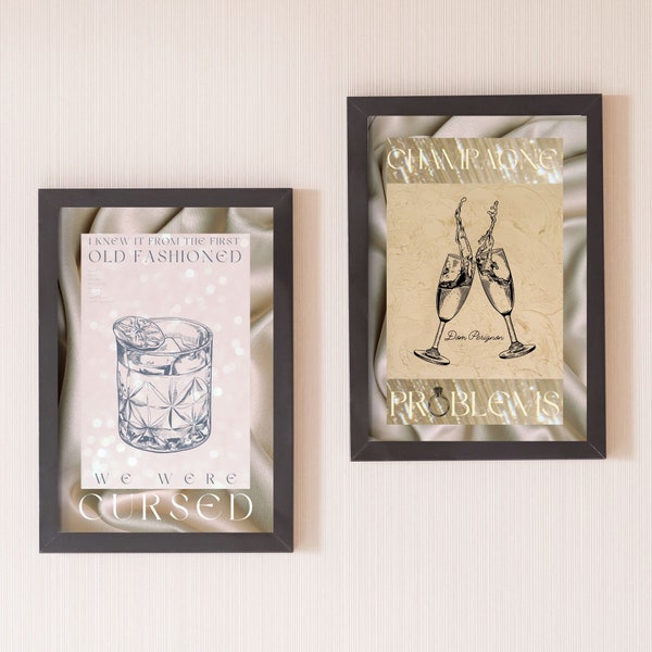 Champagne Problems, I Knew It From The First Old Fashioned We Were Cursed Taylor Swift Digital Download Printable Wall Art.