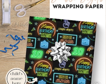 Bruh Peace Out Single Digits Geschenkpapier Digital Download Bundle Benutzerdefinierte Geschenkpapier Skibbidy Riz Boy Party Cake 10