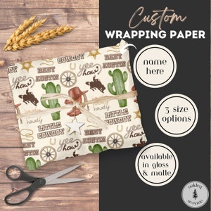 Un piccolo cowboy è in arrivo Carta da regalo personalizzata per baby shower Articoli per feste a tema western Carta da regalo personalizzata con nome del selvaggio West