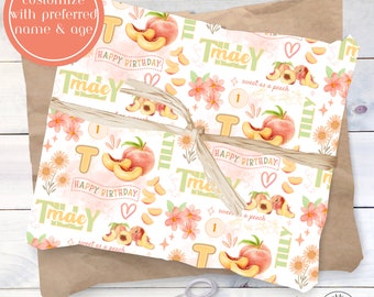 Sweet As A Peach First Birthday Giftwrap 1st Birthday Decor Baby on the Way One Sweet Peach Baby Shower Digital Print Custom Editable Invite
