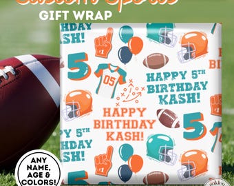 Personalized Sports Birthday Wrapping Paper - Custom Name, Age & Colors