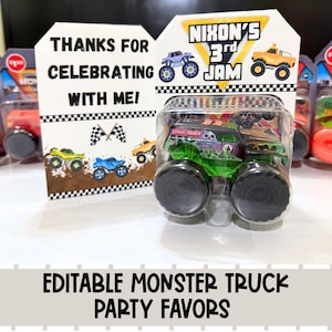 Bomboniere Monster Truck personalizzate, download digitale, articoli per feste di compleanno personalizzati, modello di imballaggio Monster Truck, pacchetto digitale per feste