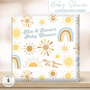 Ecco che arriva il figlio Carta da regalo per baby shower Carta da regalo retrò personalizzata Ecco che arriva il sole Articoli per feste Decorazioni per baby shower per bambini