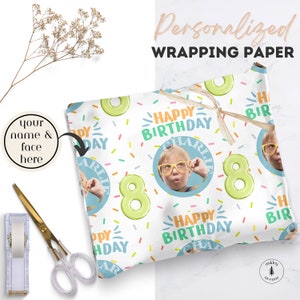 Personalized Funny Wrapping Paper for Boy Birthday Party Custom Giftwrap Milestone Bday Party Gift Wrap with Name and Age 1st Birthday