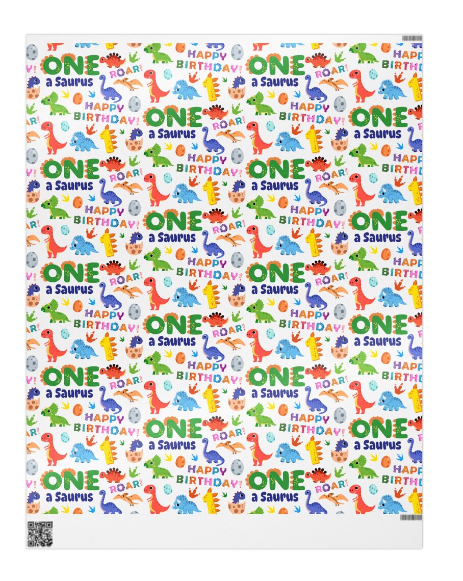 Saurus Paper One a Saurus 1st Birthday Decorations Custom Gift Wrap Cute Dinosaur T ...