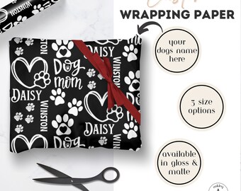 Individuelles Geschenkpapier für Hundemama und den Muttertag | Personalisierte Geschenkverpackung mit den Namen des Hundes | Hunde-Liebhaber-Geschenk-Verpackung für sie |  Mama individuelle Geschenkverpackung