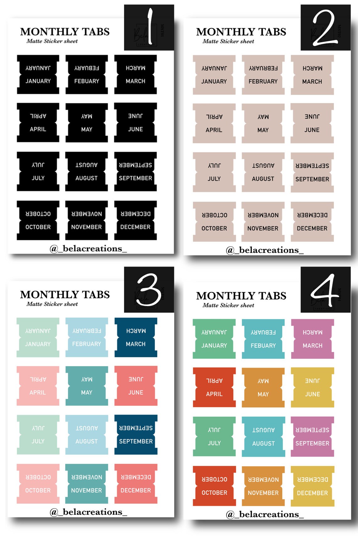 Planner Tabs / Monthly Tab Stickers / Journal Tabs - Etsy